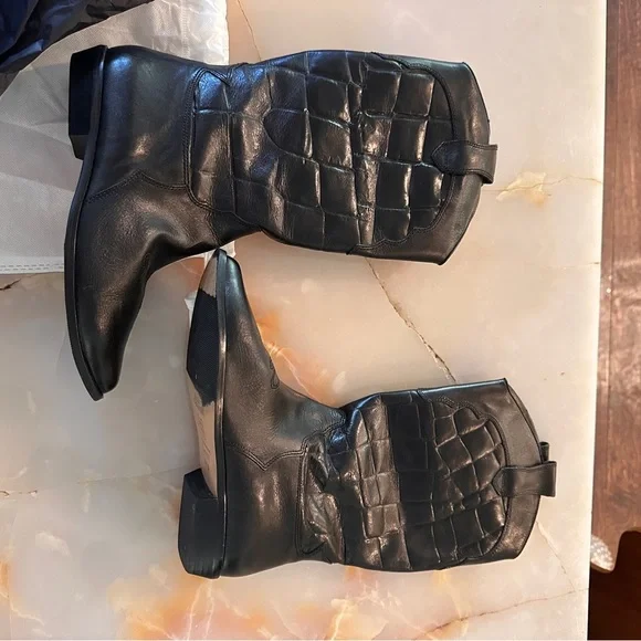 - white mountain black leather cowgirl boots - Picture 5 of 7